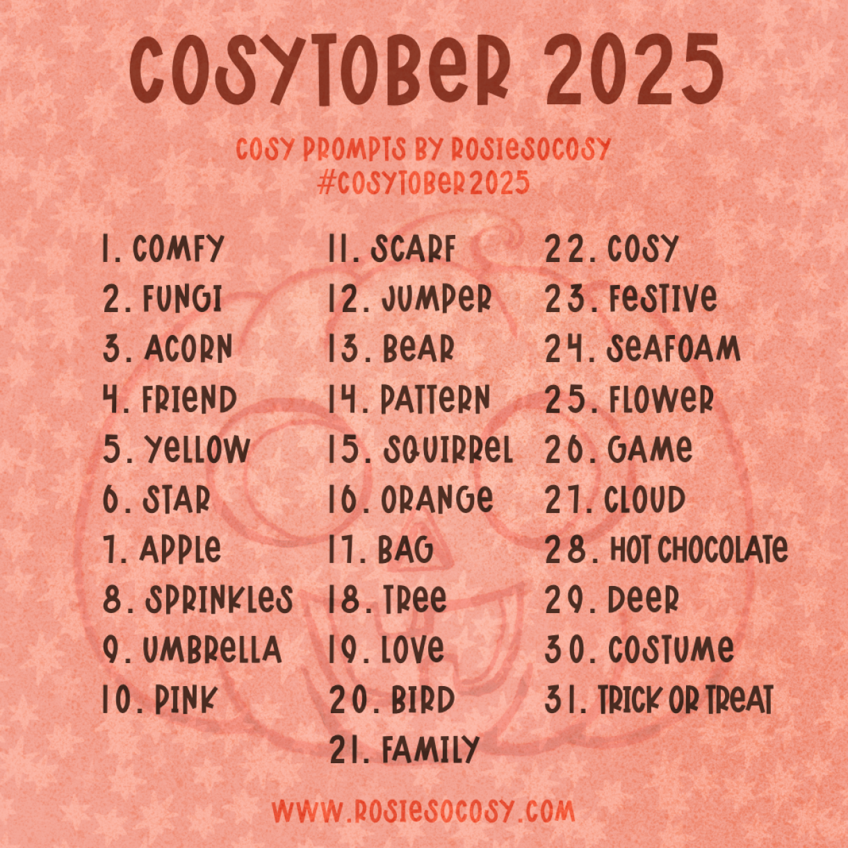  COSYTOBER 2025! Cosy art prompts for October!